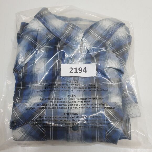 American Eagle Outfitters Gray Blue Plaid Pearl Snap Shirt Vintage Fit Men’s L - Picture 13 of 13